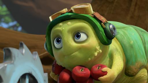 Rechte: KiKA/One Animation PTE LTD. Während Zak versucht, einen Teil des Mikronator zu bergen, hat Chowser nur eins im Kopf: Essen.