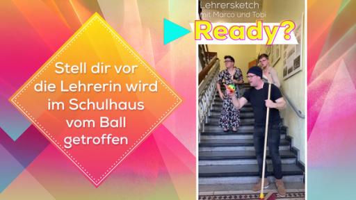 Stell dir vor: Die Lehrerin wird im Schulhaus vom Ball getroffen | Rechte: KiKA