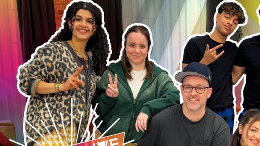 Gruppenbild v.l.n.r.: notselma, Maria Ziffy, Ben, Sarah, Justin und Samuel Singh, Nevio Wendt und Esther Graf in der Home WM Location. Aufschrift: Home WM #1