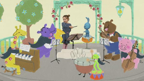 Ein Mädchen, Kikaninchen und ein Tierorchester