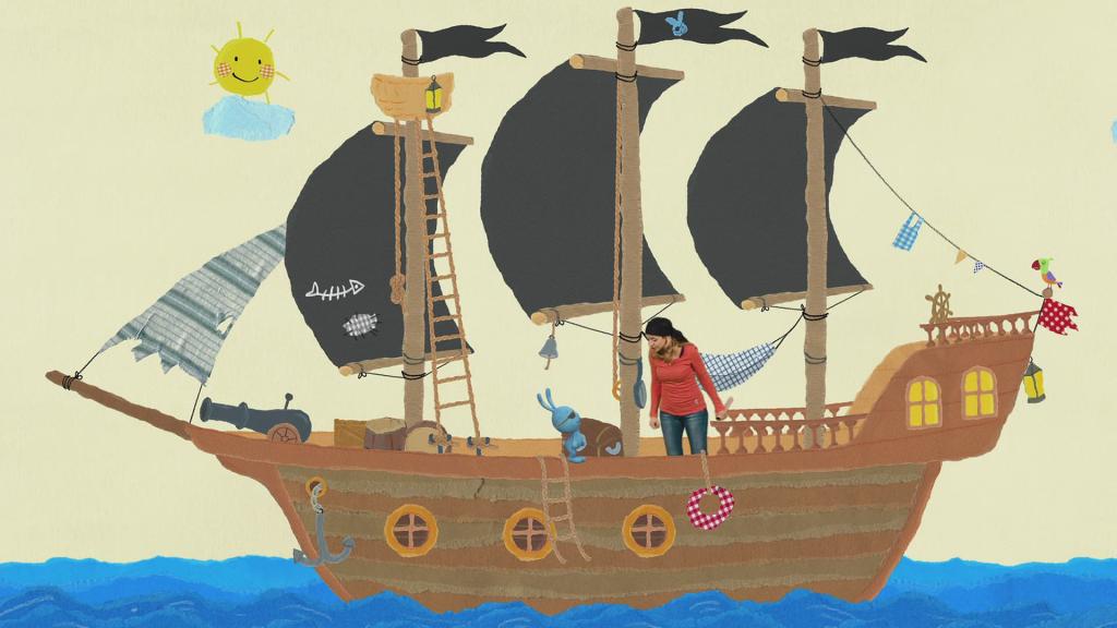 Anni und Kikaninchen bekommen als Piraten nasse Füße | Rechte: KiKA
