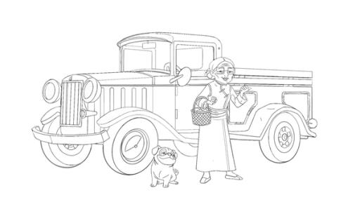 Mrs. Lee und Biff | Rechte: Classic Media, DQ Entertainment, Superprod Ausmalbild Mrs. Lee und Biff und ihr Transporter