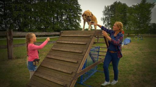 Folge 10: Hinterlassenschaften und Glücksmomente (S02/E10) | Rechte: MITTELDEUTSCHER RUNDFUNK Hundetrainerin mit Mädchen und Hund