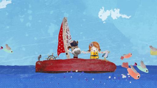 Salty, Lily und Pelle entdecken fliegende Fische.