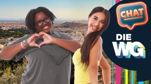 "Mädchen-WG Athen"-Chat: Faith und Mahak | Rechte: KiKA/ZDF/E+U TV Faith und Mahak aus der "Mädchen-WG in Athen" schauen in die Kamera