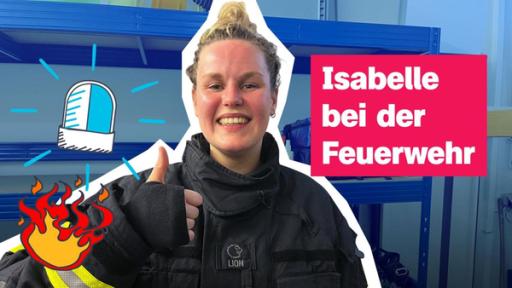 logo! Sendung vom 03.05.2025 | Rechte: ZDF logo!-Reporterin Isabelle in Feuerwehrklamotten macht einen Daumen nach oben.