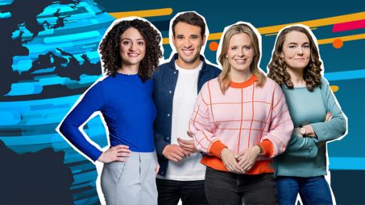 Sendungsteaser logo! 2024 - MT25 | Rechte: ZDF Die logo!-Moderatorinnen und Moderatoren Maral, Sherif, Linda und Lotte