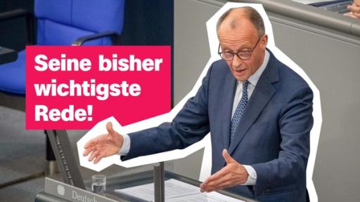 Was plant die Bundesregierung? | Rechte: IMAGO / Mike Schmidt Bundeskanzler Friedrich Merz hält eine Rede im Bundestag.