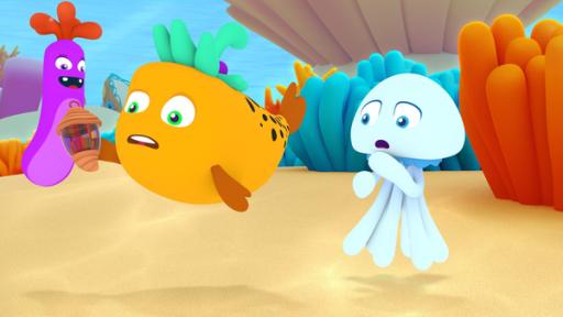 Rechte: KiKA/Bigchild Entertainment Buba nimmt Jellie die Laterne ab.