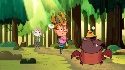 Bösartige Kätzchen | Rechte: 2015 Mondo TV France - Pictanovo - ZDF Enterprises - TF1 - All rights reserved Ephi (links), Marcus (Mitte) und Ratrick (rechts) machen sich auf den Weg zum Namu-Baum. Ihre Mission ist es, ihn von dem Angriff bösartiger Kreaturen zu befreien. Auf dem Weg dorthin begleitet sie eine Regenbogenkatze, die Marcus auf dem Arm hält. Ephi läuft ihnen mit schlechtgelaunter Miene hinterher, da sie der kleinen Katze nicht traut.