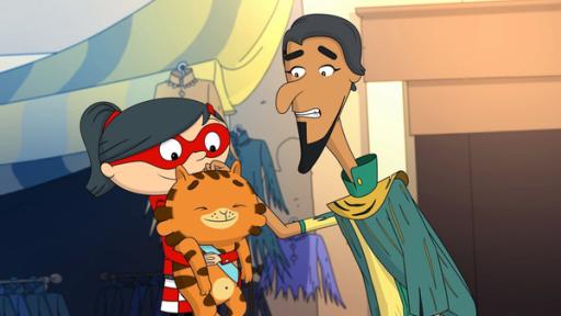 Mirette - Folge 8 | Rechte: CYBER GROUP STUDIOS - ARD/WDR- KD PRODUCTIONS TOONS&GAMES - TELEVISIÓ DE CATALUNYA, SA - 2016 Mirette nimmt Jean Cat auf den Arm.