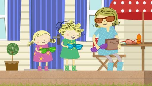 Rechte: KiKA/Geronimo Productions Neles alte Sonnenbrille ist kaputt. Also erhalten Nele und Nora neue Brillen.