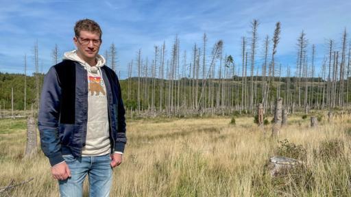 Tote Bäume überall - Wie geht’s weiter mit dem Wald? | Rechte: WDR Robert und tote Fichten