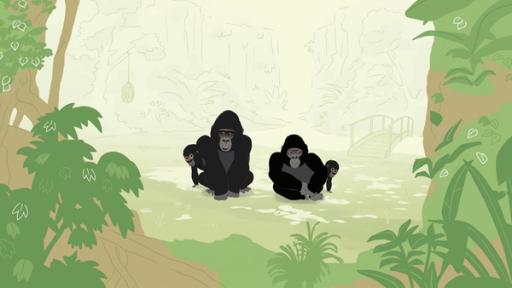 Rechte: KiKA/Igloo Productions Ltd. Die Gorillafamilie soll in ein artgerechteres Gehege umziehen. Doch die Gorillas lieben ihr altes zuhause und haben keine Lust auf einen Umzug.