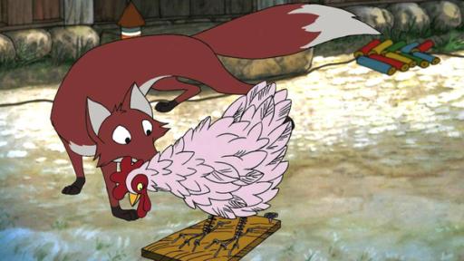 Ein Feuerwerk für den Fuchs | Rechte: ZDF Der Fuchs schleicht sich auf dem Bauernhof herum. Vor ihm läuft ein "Huhn". Im Hintergrund sind Feuerwerkskörper zu sehen.