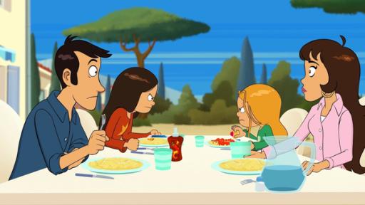 Bitte lächeln, Fotofalle! | Rechte: Bamboo Production / SAMKA Productions Folge 49: Wendy und Marine belauern sich sogar beim Mittagessen. Mama und Papa sind ratlos.