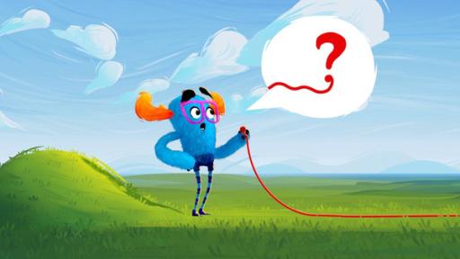Fussel | Rechte: ZDF Ein kleines blaues Monster hält einen roten Faden in der Hand.