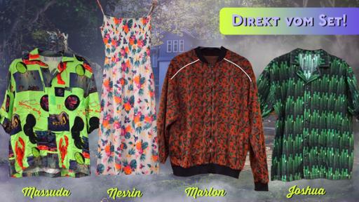 Ein Hemd von Massuda, ein Kleid von Nesrin, eine Jacke von Marlon und ein Hemd von Joshua