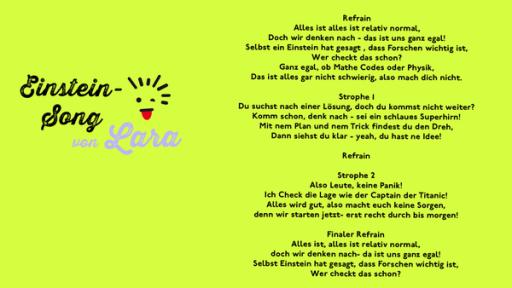 Der Einstein-Songtext von Lara auf einem bunten Hintergrund
