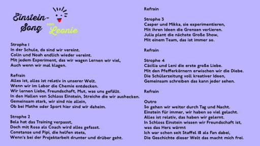 Der Einstein-Songtext von Leonie auf einem bunten Hintergrund