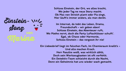 Der Einstein-Song vonMarina auf einem bunten Hintergrund.