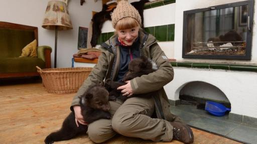 Paula und die wilden Tiere | Rechte: BR | Text und Bild Medienproduktion GmbH & Co. KG | Karel Broz Bärengeschwister: Erste Begegnung (01) | Paula mit den Bärengeschwistern Lilly und Ben, 6 Wochen alt.