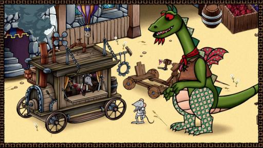 Ein Drachen und eine Maus stehen vor einem Holzauto für Mäuse | Rechte: SWR, SWR Ein Drachen und eine Maus stehen vor einem Holzauto für Mäuse
