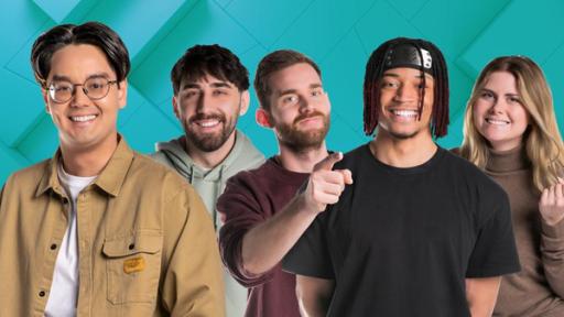 Naruto - Creator Battle | Rechte: ZDF / Flow Media Tanoshii: Moderator Raffey und die Creators Lazarsun, Jaydred, Kage und Closetanimalgirl im "Tanoshii"-Studio.
