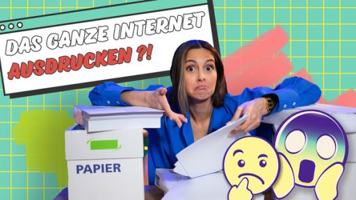 Rechte: KiKA Wie viele Blätter Papier bräuchte man, um das gesamte Internet auszudrucken? Soraya findet es heraus.