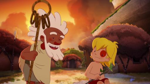 Rechte: KiKA/hr/TF1/GO-N Productions Aron tröstet Tib, der mal wieder von Lad ausgeschlossen wurde. Aron bringt Tib auf eine Idee.