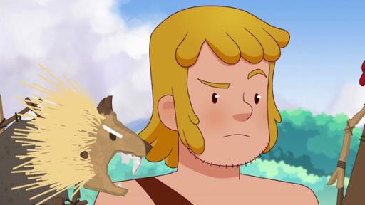In einem Puppenspiel erzählt Tom die Legende vom magischen Amulett, mit dem man wilde Tiere vertreiben kann.