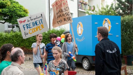 Leo, Linus und Jan demonstrieren gegen Tierquälerei. | Rechte: SWR Leo, Linus und Jan demonstrieren gegen Tierquälerei.