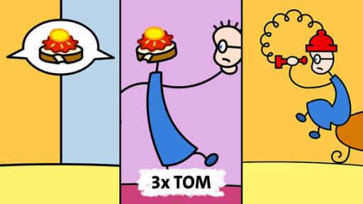 drei Bildausschnitte aus der Kinderserie "TOM und das Erdbeermarmeladebrot mit Honig" | Rechte: SWR drei Bildausschnitte aus der Kinderserie "TOM und das Erdbeermarmeladebrot mit Honig"