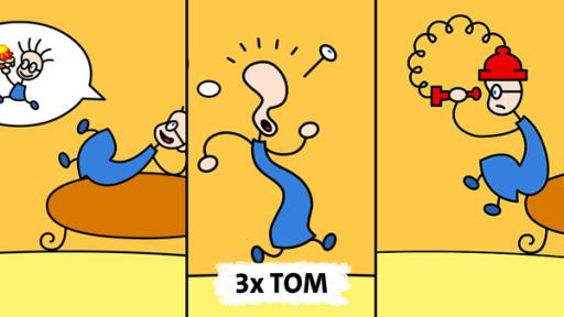 drei Bildausschnitte aus der Zeichentrickserie"Tom und das Erdbeermarmeladebrot mit Honig" | Rechte: SWR drei Bildausschnitte aus der Zeichentrickserie"Tom und das Erdbeermarmeladebrot mit Honig"