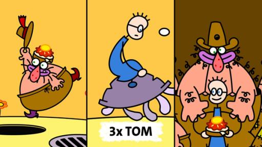 drei Bildaussschnitte aus der Serie "TOM und das Erdbeermarmeladebrot mit Honig" | Rechte: SWR drei Bildaussschnitte aus der Serie "TOM und das Erdbeermarmeladebrot mit Honig"