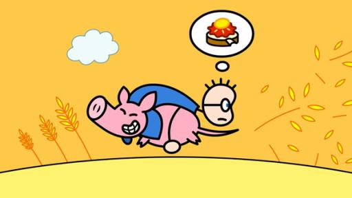 TOM reitet verkehrt herum auf einem rennenden Schwein | Rechte: SWR TOM reitet verkehrt herum auf einem rennenden Schwein