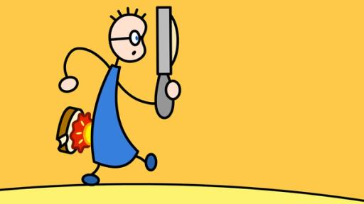 Tom sucht als Detektiv sein Erkdbeermarmeladebrot. Es klebt an seinem Hintern. | Rechte: SWR Tom sucht als Detektiv sein Erkdbeermarmeladebrot. Es klebt an seinem Hintern.