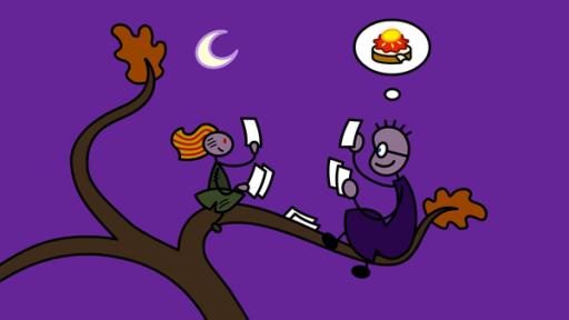 TOM und das arme kleine Mädchen | Rechte: SWR Tom und das arme kleine Mädchen sitzen bei Nacht auf einem Baum