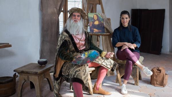 Clarissa trifft Leonardo da Vinci  (Philipp Danne) - den Maler der "Mona Lisa".