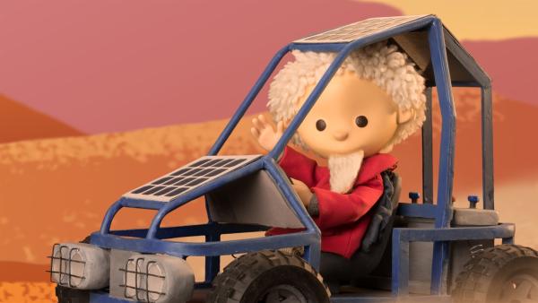 Gute Fahrt! Der Sandmann ist heute im Solarmobil unterwegs!
