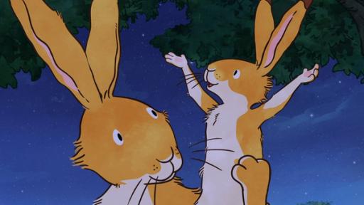 Rechte: KiKA/SLR Productions Australia Pty.Ltd./Scrawl Studios Pte Ltd./hr/ARD Am Ende des Tages freuen sich der große und der kleine braune Hase über das, was sie heute erlebt haben.