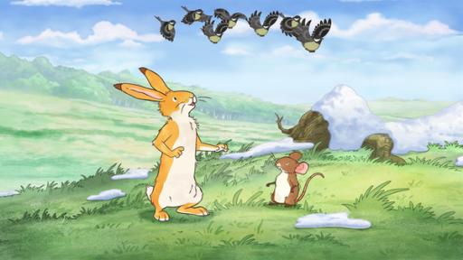 Rechte: KiKA/SLR Productions Australia Pty.Ltd./Scrawl Studios Pte Ltd./hr/ARD Der kleine Hase und die kleine Feldmaus machen sich auf die Suche nach dem Sänger des Frühlingsliedes.