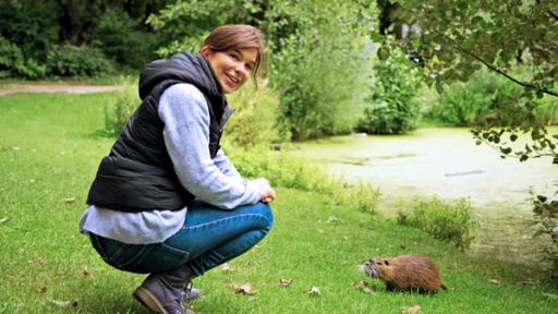 Anna und die wilden Tiere | Rechte: BR | Text und Bild Medienproduktion GmbH & Co. KG | Christoph Schimmelpfennig Nutrias in der Nachbrschaft | Mitten in Hamburg kommt Anna einem wilden Nutria ganz nah. Der Nager ist Menschen gewohnt, da er regelmäßig gefüttert wird.