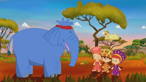 Rechte: KiKA/Mike Young Productions Zoé, Tanja und Lili sind mit Hilfe des Zauberschranks in Afrika gelandet.