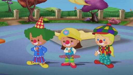 Rechte: KiKA/Mike Young Productions Zoé, Carla und Finn sind Clowns.
