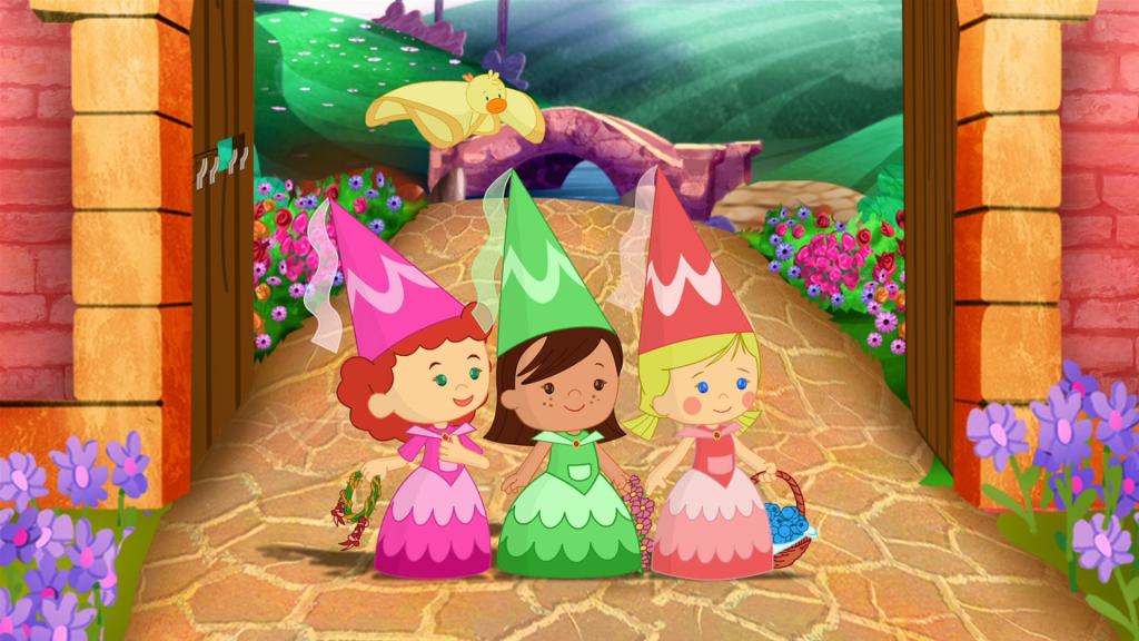 Zoé, Carla und Tanja sind auf die Geburtstagsparty der Prinzessin eingeladen. Auf dem Weg zum Schloss sammeln sie Geschenke für die Prinzessin: selbst gepflückte Beeren, handgeflochtene Blumenkränze, ein selbst geflochtenes Springseil.