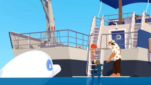 Ein seltsamer Ton | Rechte: ZDF Yann bereitet sich auf dem Schiff von Onkel Patrick für das Tauchen vor. Zoom beobachtet ihn dabei. Yann will herausfinden, woher der seltsame Ton kam.